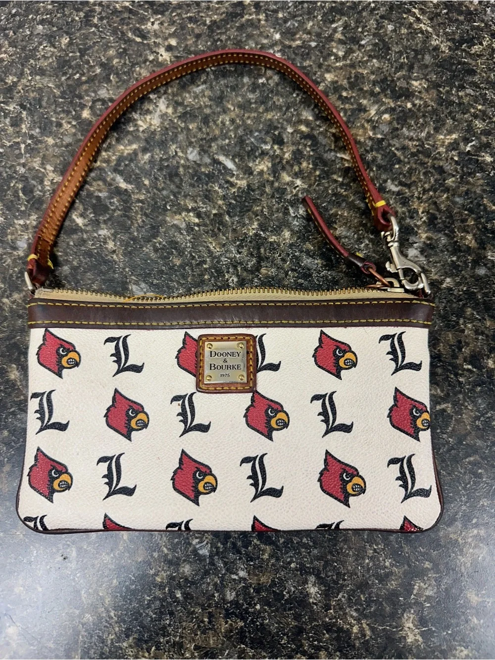 Dooney & Bourke Red and White Cardinals Logo Wristlet
